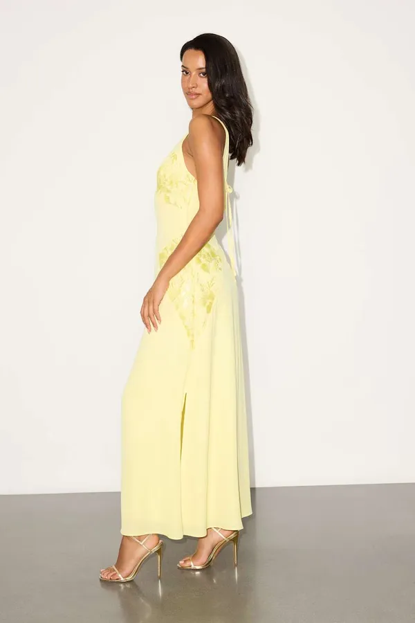 Lulus Julissa Light Yellow Embroidered Tie-Back Maxi Dress - Image 4