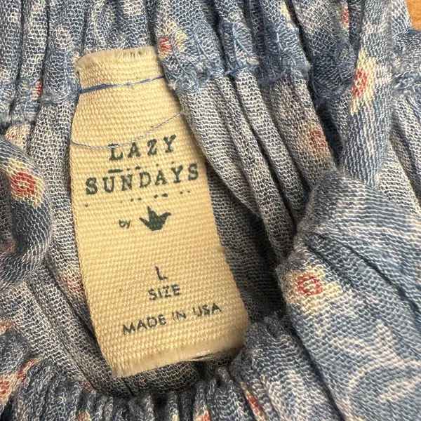 Lazy Sundays Blue Floral Tiered‎ Halter Tank Top Size L Made in USA - Image 4
