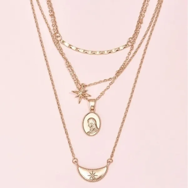 3/$30 💛 Multi Layered Pendant Necklace Gold - Image 3