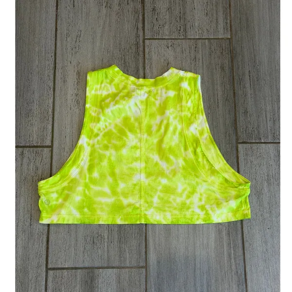 Lululemon All Yours Cropped Tank Top Lime Tie Dye Cotton Womens Size Medium - Image 6