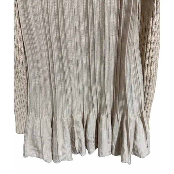 Free People Ribs & Ruffles Tunic Sweater Ivory Women's Size‎ Medium - Image 6