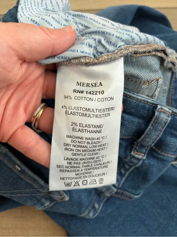 Voyageur by Mersea Nomad Cropped Mini Bootcut Flare Blue Denim Stretch Jeans 25 - Image 10