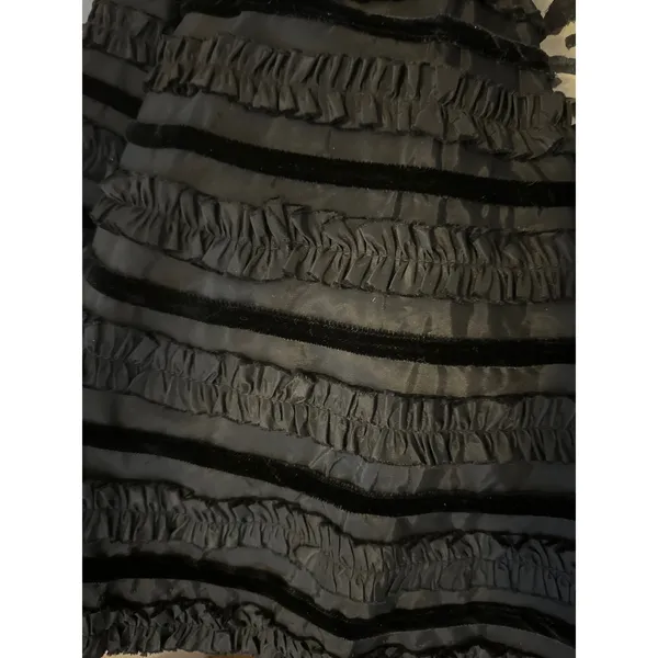 1950s Style Black Velvet Trim Tiered Cocktail Dress Red Tulle Unbranded Small - Image 10