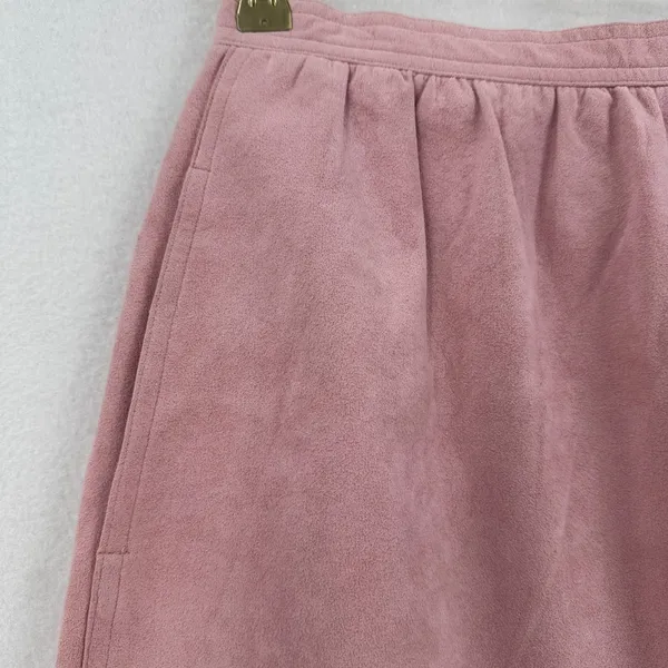 Vintage Blassport Bill Blass Ultrasuede Skirt 10 Pink A Line Midi 70s 80s Retro - Image 3