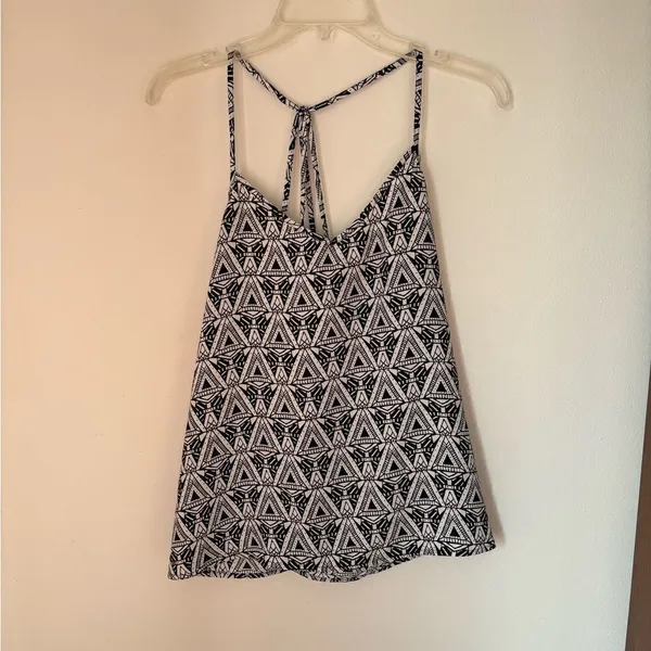 Abercrombie & Fitch Black White Geometric Print Tank Small Strappy Back Detail - Image 3