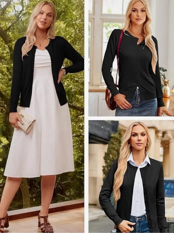 Grace Karin Women’s Small Black Button Front Cardigan Sweater Viscose Knit - Image 5