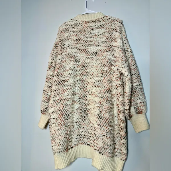 Anthropologie Cream and Brown Textured Knit‎ Cardigan - Image 4