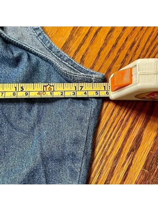Vintage 1990s David Bitton Blue Denim Sleeveless Button Up Top - Image 9