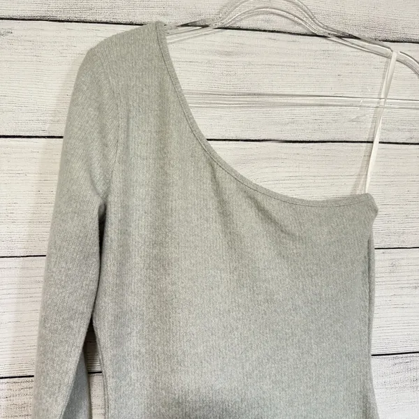 REVOLVE Superdown Mila One Shoulder Gray Dress Sweater‎ Knit Mini Bodycon Small - Image 6