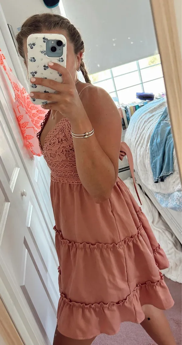 pink flowy dress Size L - Image 3