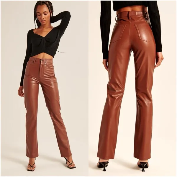 Abercrombie Vegan Leather 90s Straight Pants - Image 2