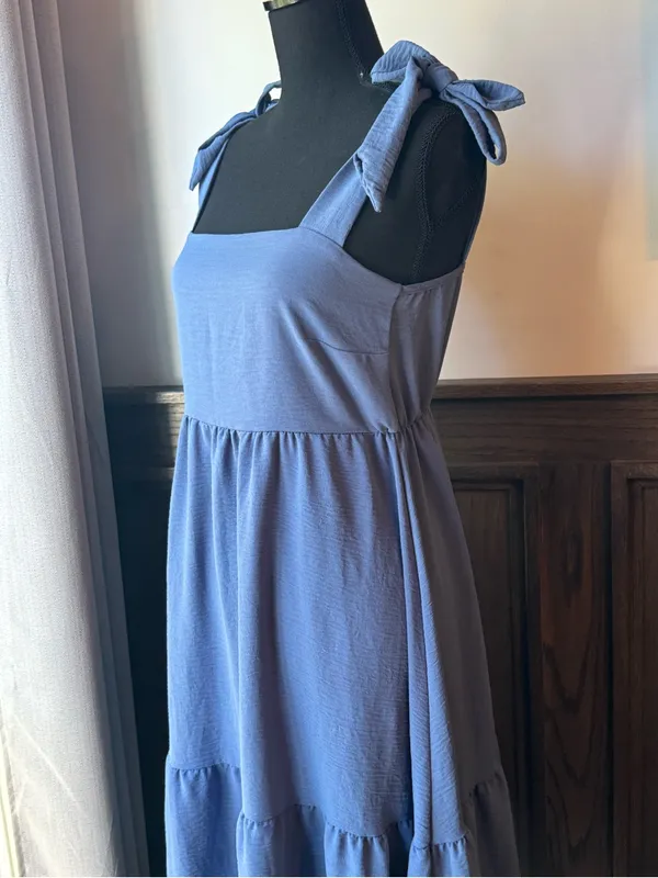 See You Monday light blue Tie-Shoulder Midi Dress large - Image 6