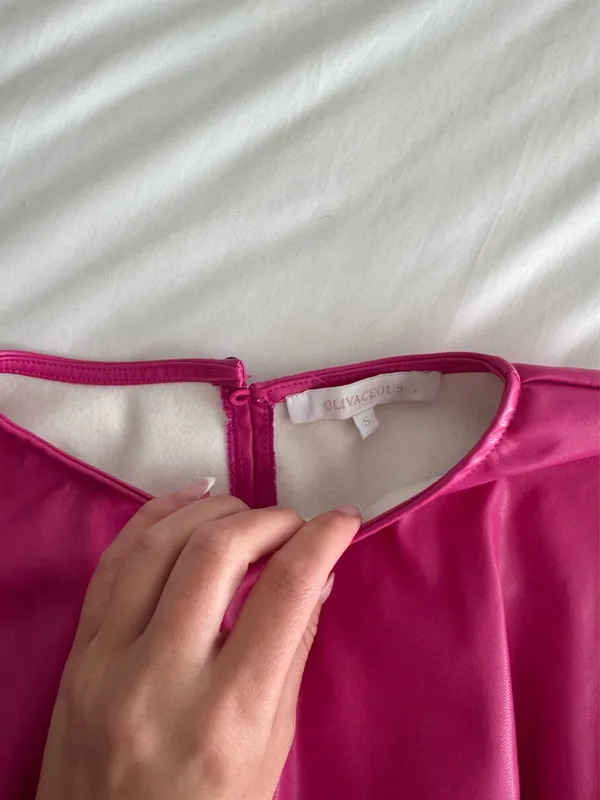Pink Faux Leather Top - Image 5
