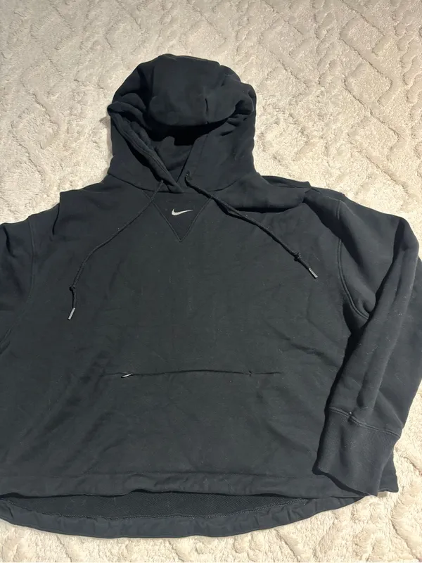 Nike black cropped hoodie large heavyweight - Image 4
