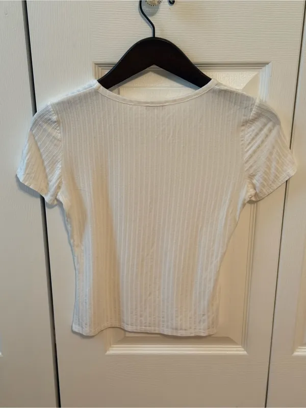 Free People Ivory Ribbed Baby Tee - Image 3