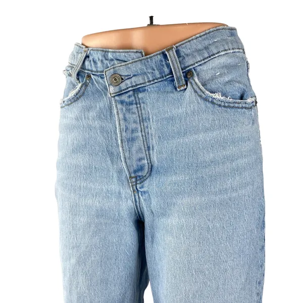 Abercrombie & Fitch The Dad High Rise Blue Light Wash Straight Denim Jeans Sz 26 - Image 3