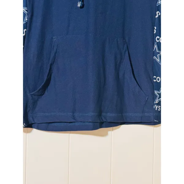 Dallas Cowboys NFL Hooded Sleep Shirt Women's Small Blue Long Sleeve Pajama Top - Image 5