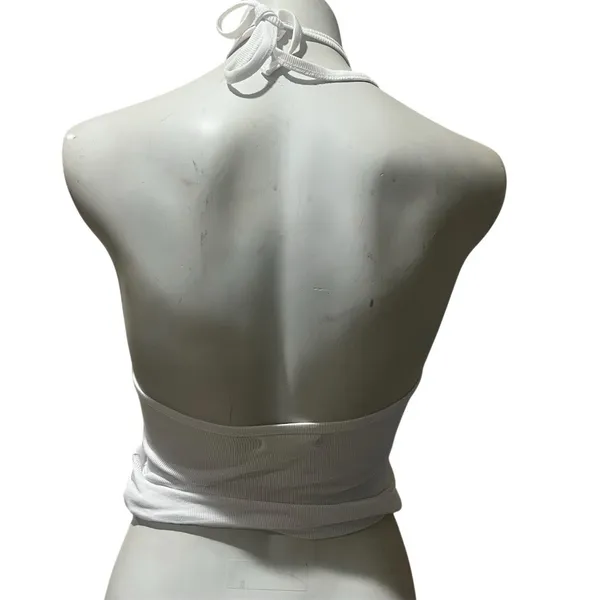 Madewell Tank Top Womens M White Ribbed Halter Neck Sleeveless Stretch - Image 4