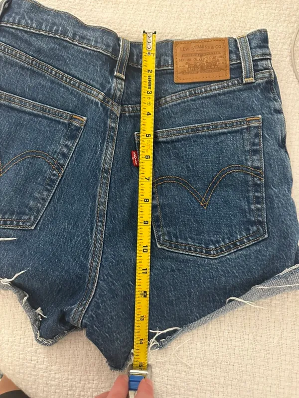 Levi's Ribcage Shorts Womens 27 Blue High Waist Button Fly Denim Spring Summer - Image 11