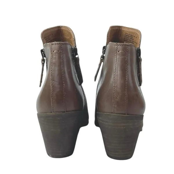 Frye Judith Women's Brown Leather Double Zip Almond Toe Heeled Ankle Boots Sz 9M - Image 3
