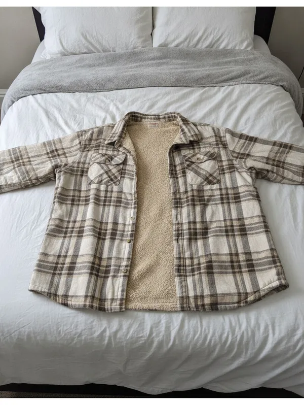 Wrangler Authentics Plaid Sherpa Lined Flannel Shirt Jacket Men's 3XL - Image 7