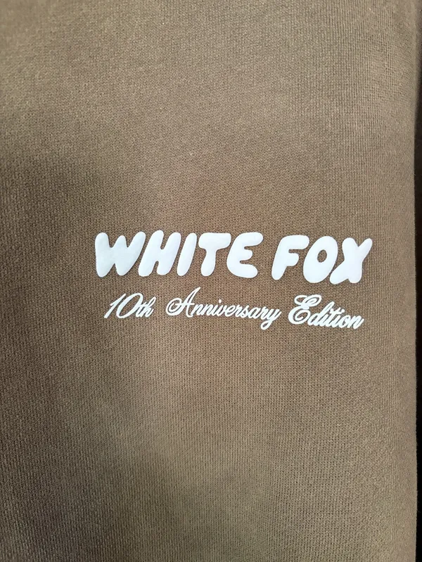 White Fox Hoodie Grey Baby Blue Graphics Size L/XL - Image 3