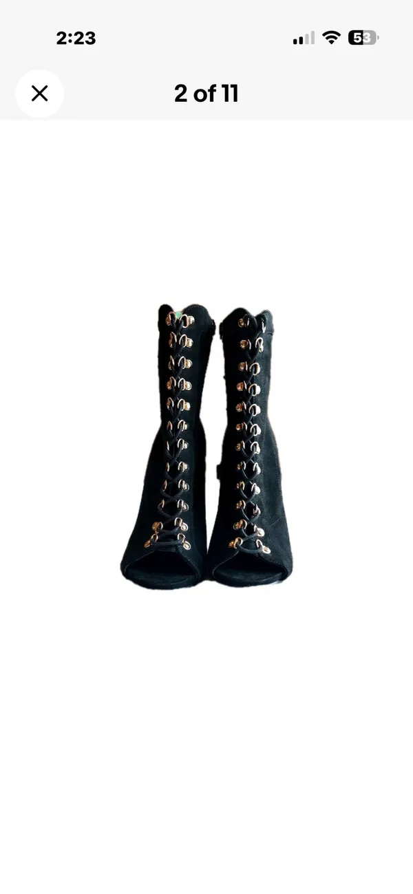 Wild Diva Lounge NWOB Ankle Lace-up Stiletto Peep Toe Bootie Sz8 Goth Punk Rock - Image 2