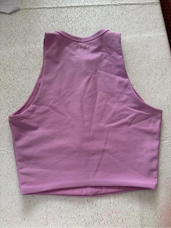 Abercrombie & Fitch YPB Lavender Pink Henley Crop Tank & Biker Shorts Set Small - Image 5