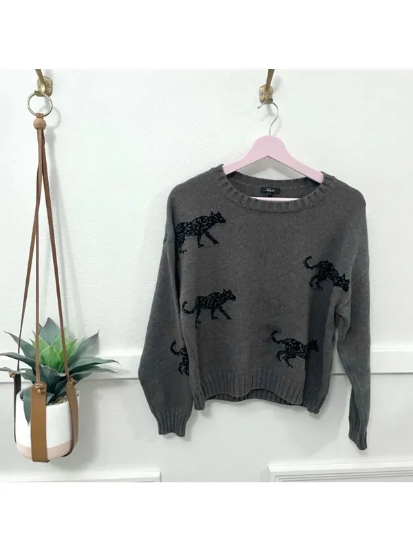Rails Perci Intarsia Cat Cotton & Cashmere Sweater Size S - Image 2