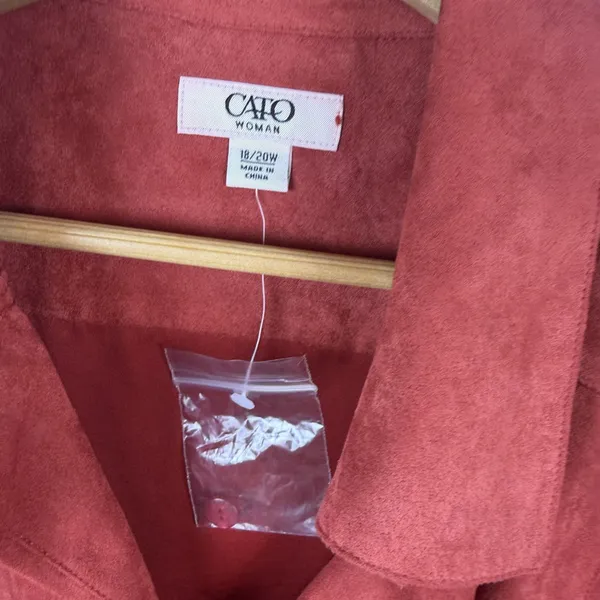 NEW Cato Faux Suede Full Zip Jacket Size 18/20W Solid Rust Autumn Western Layers - Image 5