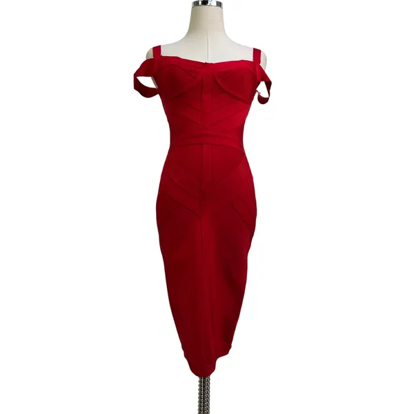 House of CB Cherub Bandage Dress Red - Image 2