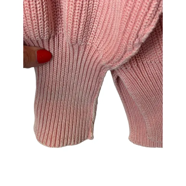 Aerie Beyond Quarter Zip Sweater‎ Women XS Pink Cotton Shaker Knit Pullover - Image 5