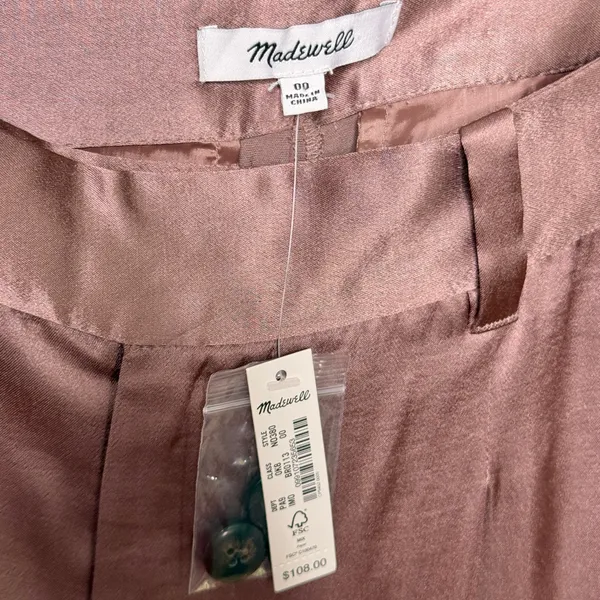 NWT Madewell The Harlow Wide Leg Pant in Satin Iced Mocha Brown Pink Size 00 - Image 12