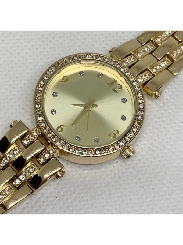 Charter club gold tone women watch 28mm rhinestones quartz up to 7.5” running - Image 2