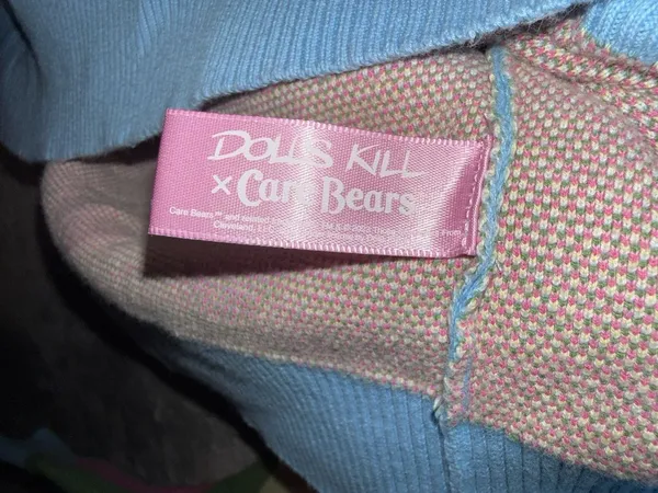 Dolls Kill x Care Bears Cheer Bear Rainbow Heart Knit Sweater Size XS/S - Image 4