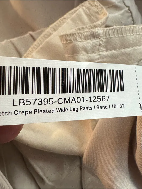 Quince Stretch Crepe Pleated Wide Leg Pants Cream (Sand) Size 10 Trousers - Image 6