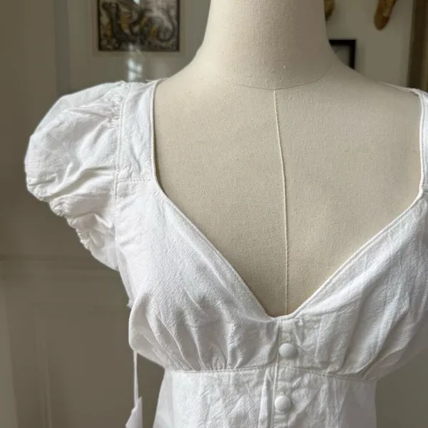 NWT Boyish The Dusty Vintage White A-line Cotton Mini Dress $178 4 - Image 3