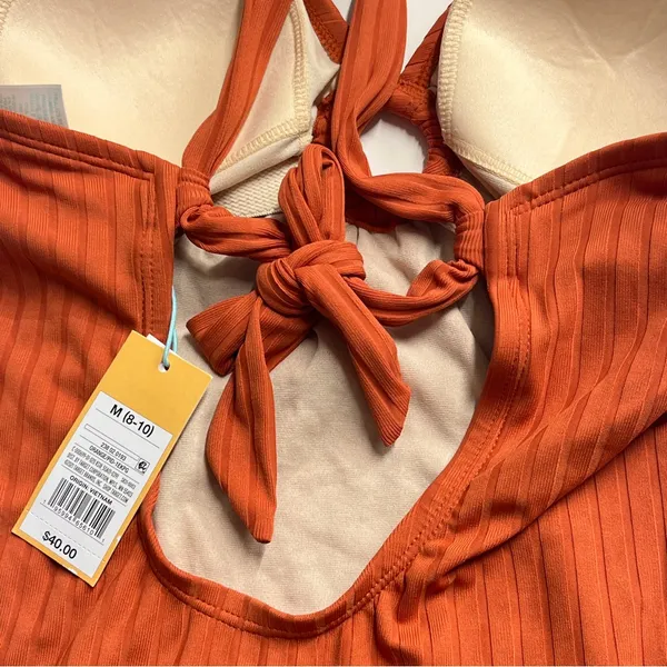 Flawed NWT One-Piece Swimsuit Orange‎ Kona Sol sz medium 8-10 bathing suit - Image 3