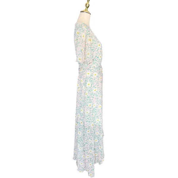 Luxology Women Pink Mint Floral‎ Faux Wrap Maxi Dress Short Flutter Sleeve NWT - Image 5