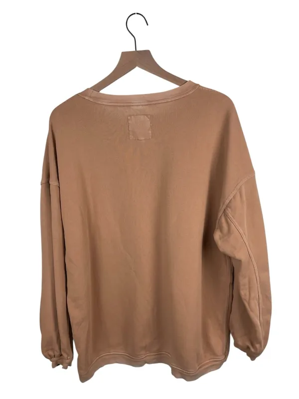Aerie Balloon Sleeve Oversized Sweatshirt Size Medium Cotton Terry Tan Beige - Image 2