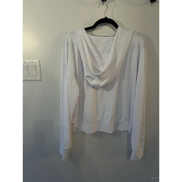 PrAna Eileen Long Sleeve Crop Hoodie Womens XL Stretch Lightweight Pocket White - Image 2