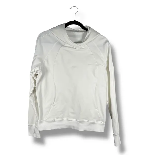 Lululemon Scuba White Pullover Hoodie Sweatshirt Size‎ 6 Raglan Sleeve - Image 2
