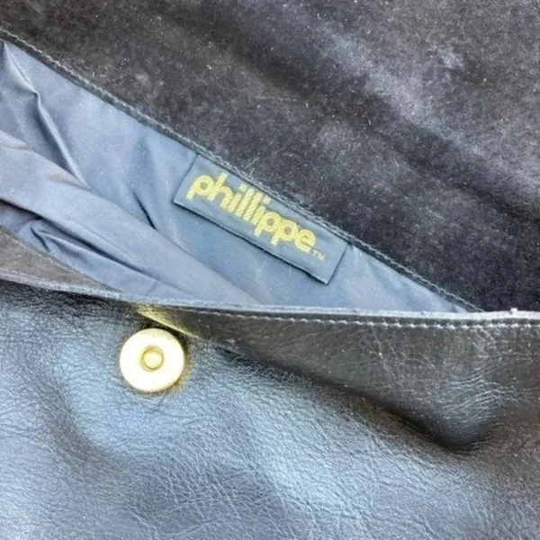phillippe vintage leather‎ envelope clutch​​ Black - Image 4