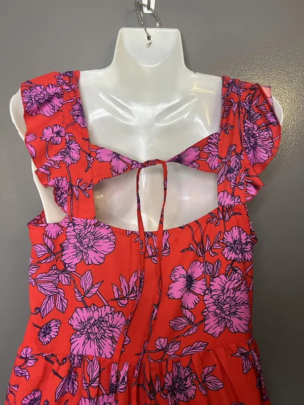 B-O-G Collective Dress Womens Large Red Floral Ruffle Tiered Sundress Boho - Image 8