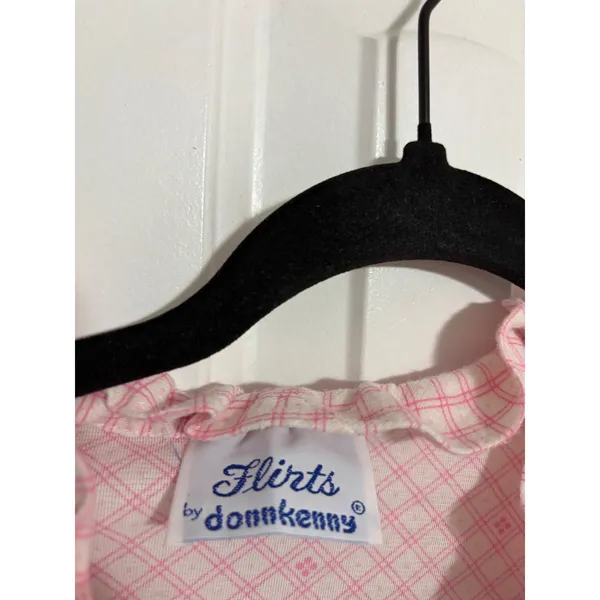 Flirts by Donnkenny‎ Nightgown Vintage Cottagecore Pink Ruffle Grid Floral OS - Image 3
