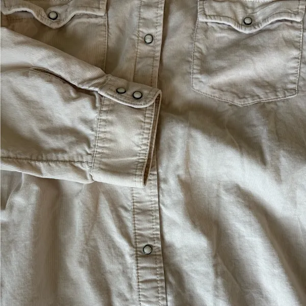 Old Navy Ivory Corduroy 2 Pocket Pearl Snap Western Cowgirl Dress - Image 5