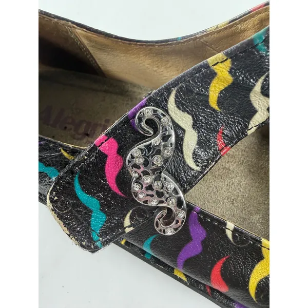 Alegria Paloma Mustache Leather Mary Jane Clogs Black Multi PAL-222 Size 39 - Image 8