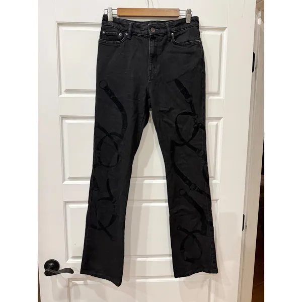 Lauren Ralph Lauren Belting High Rise Boot Cut Jeans Black Size 6 Equestrian - Image 2