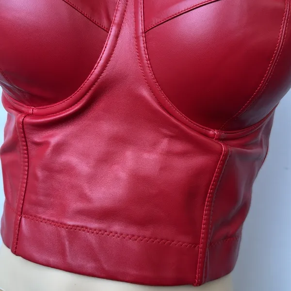 The SANG Red Faux Leather Bustier Top Sz M - Image 3