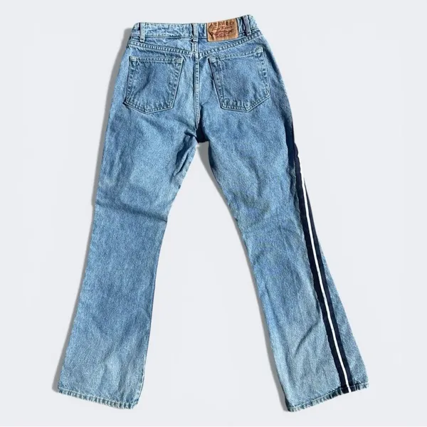 Vintage Y2K Paris Blues Side Stripe Flare Jeans Light Wash Junior’s 7 Women’s 28 - Image 4